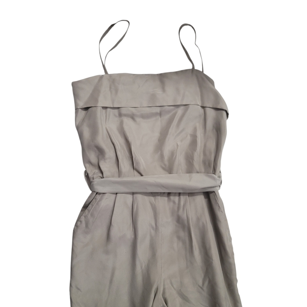 Reiss Kate Silk Tie Waist Skinny Leg Jumpsuit Womens 4 Taupe - Picture 4 of 16